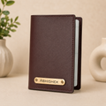 Personalised Name Leather Passport Cover Holder for Men & Women Brown