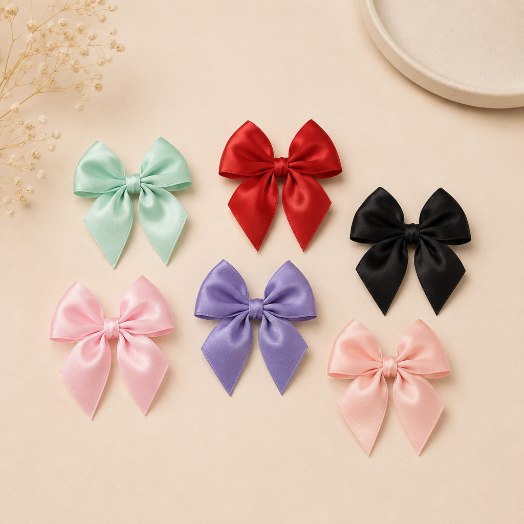 Satin Bow Clip - Mixed Colours (1 pc)