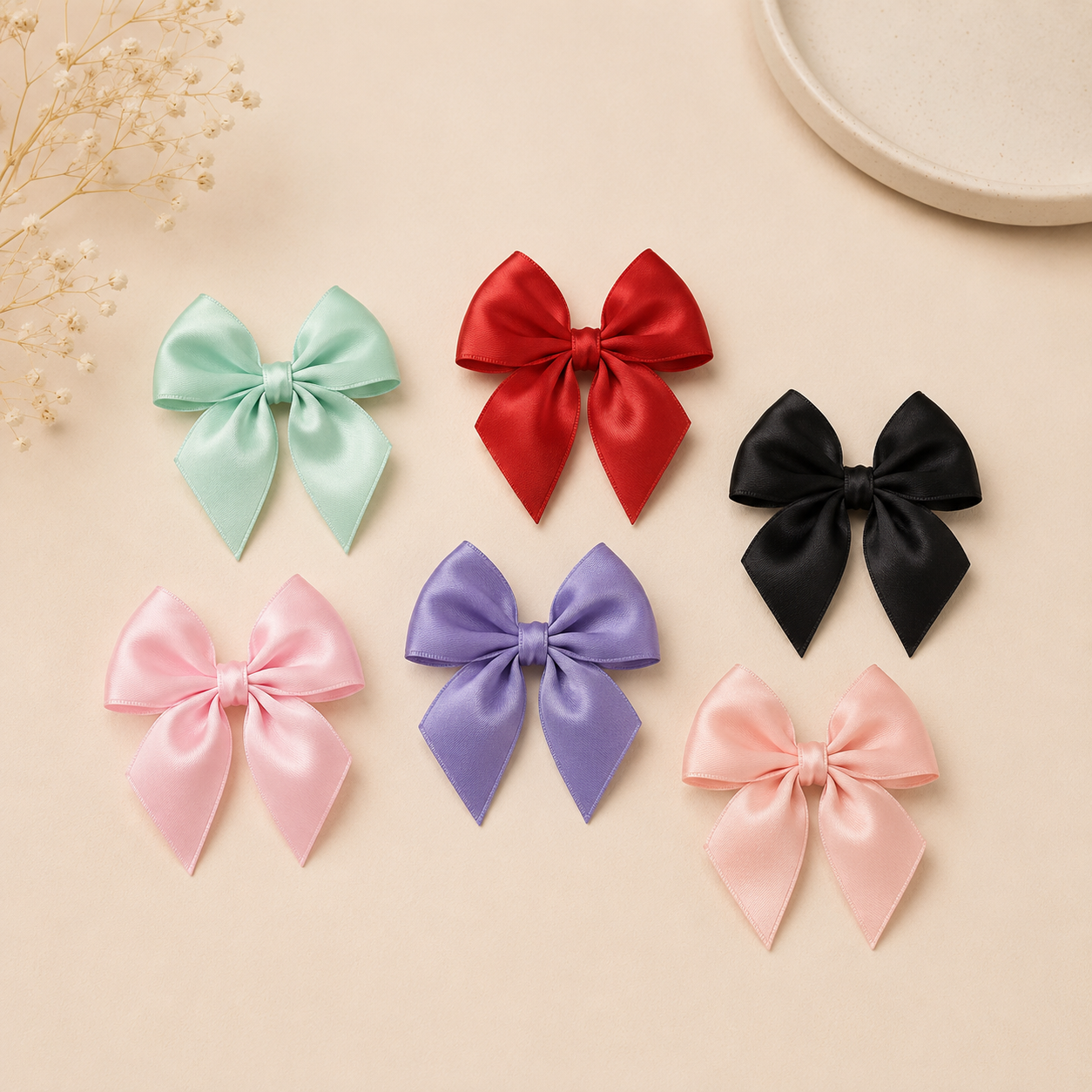Satin Bow Clip - Mixed Colours (1 pc)