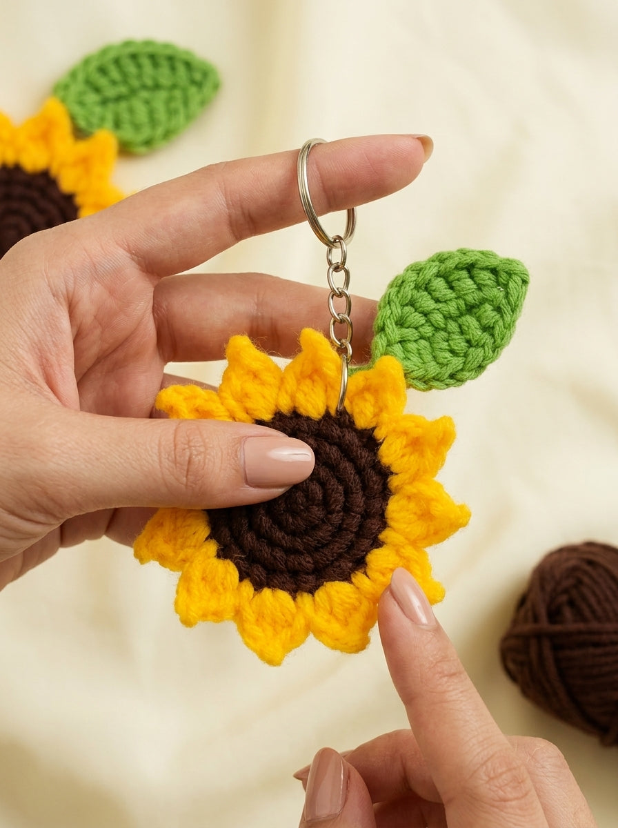 Sunflower Crochet Key Chain