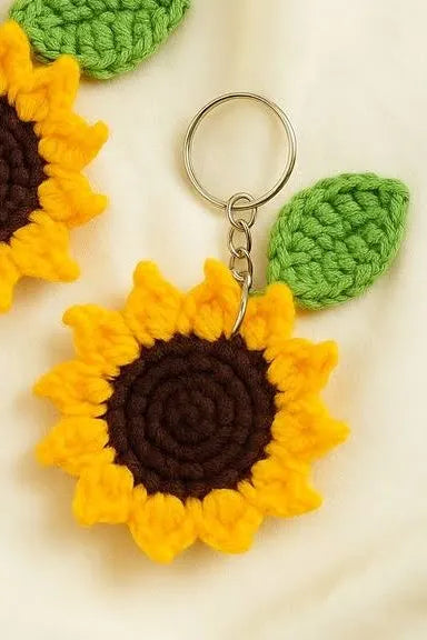 Sunflower Crochet Key Chain