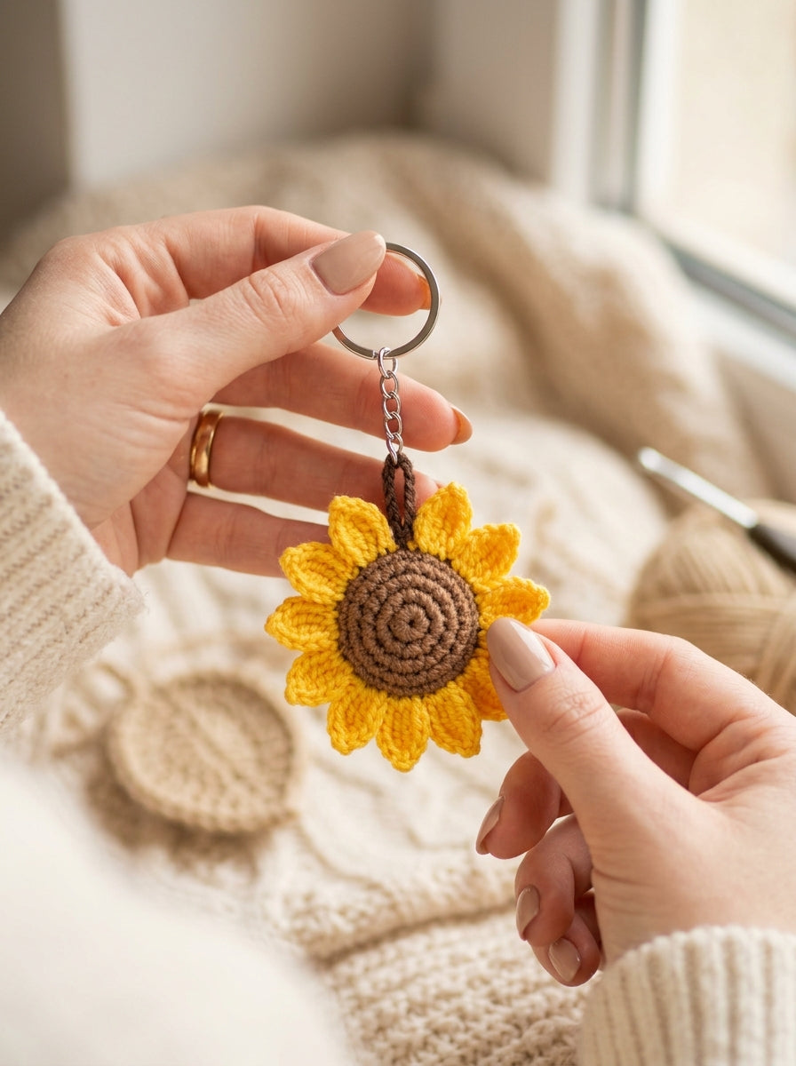 Sunflower Crochet Key Chain